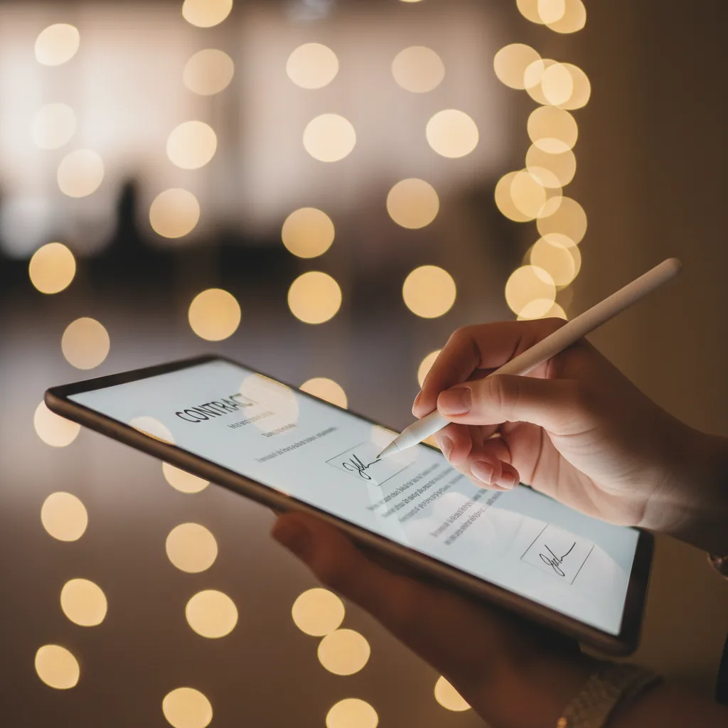 Signing a digital contract on tablet