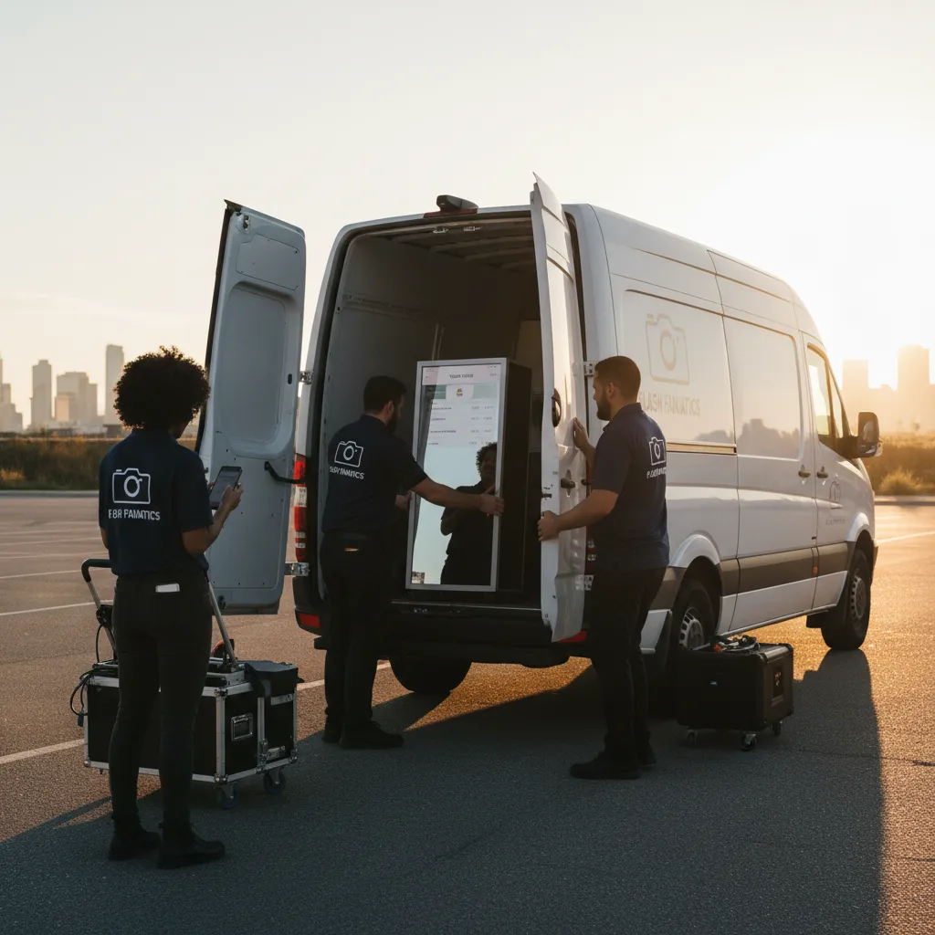 Photo booth team loading equipment